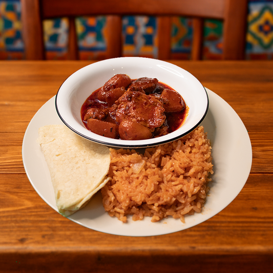 Chile Colorado with Tortillas & Spanish Rice